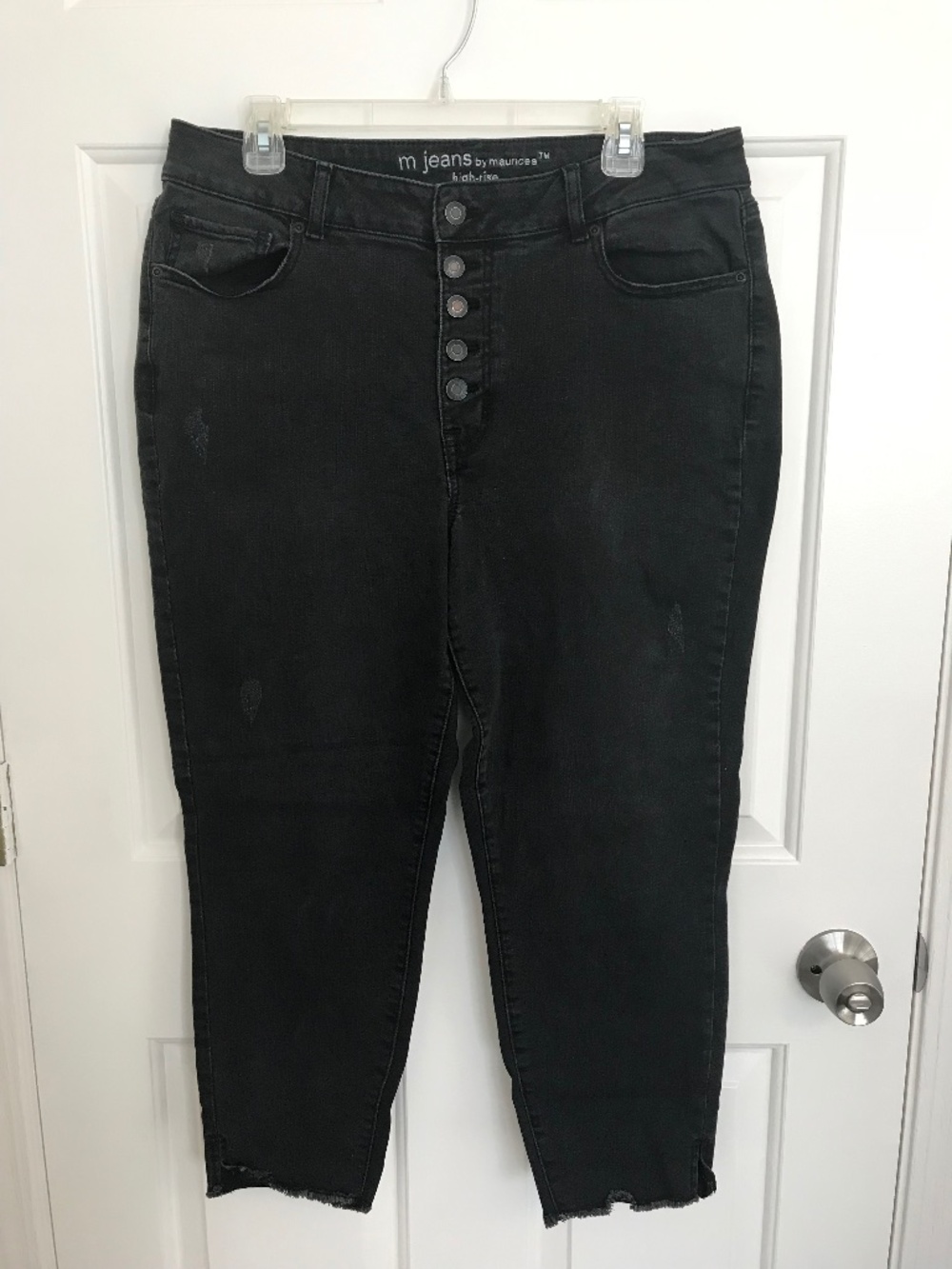 M Jeans Maurices High-Rise Skinny Stretch Crop Raw Hem Denim Size 16 Black Wash